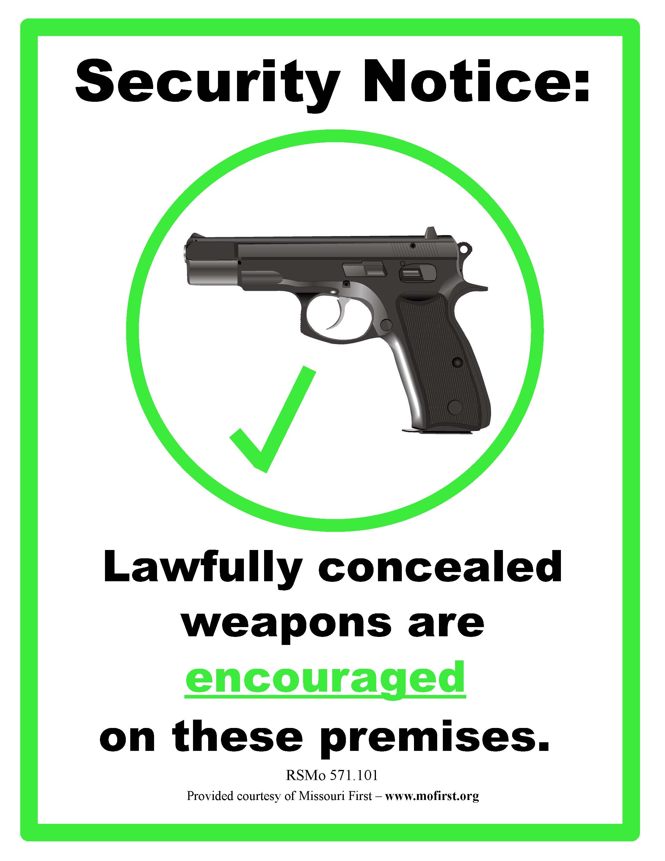 Concealed Weapon Sign